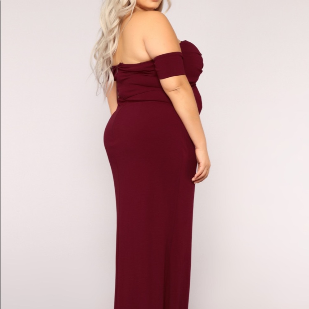 Wine Red Off the Shoulder Gown
